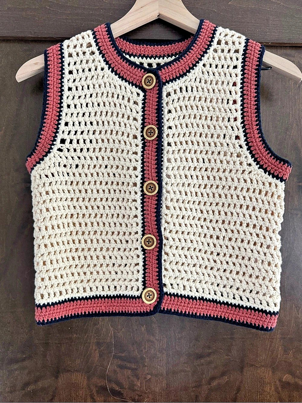 RE/DONE Crochet Cotton Button Down Vest NWT